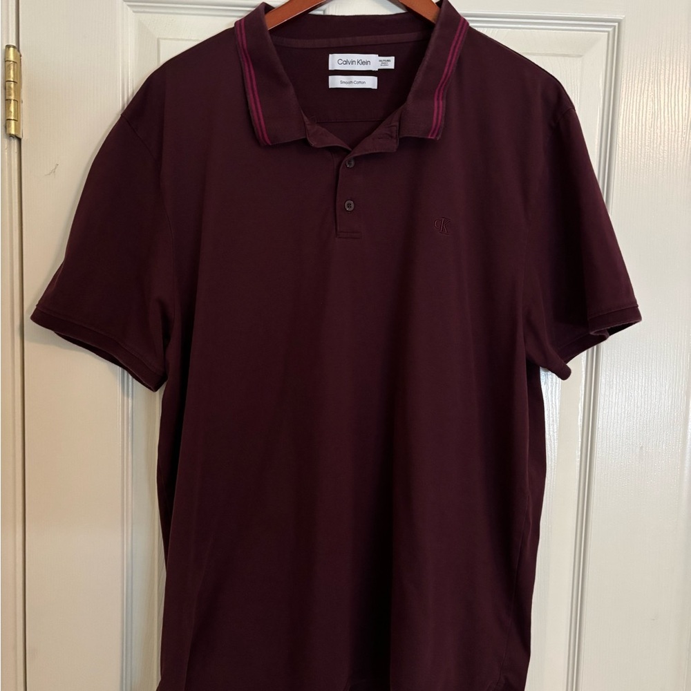 Calvin Klein Men's Wine Polo with Contrast Trim XXL